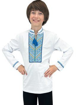 Вишиванка для хлопчика довгий рукав біла фулікра, розмір 26 (ріст 80-86) 01057 фото
